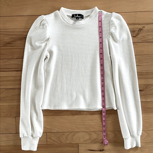 Lulus Ribbed Puff Sleeve Top - Picture 4 of 4